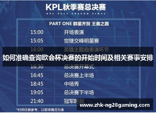 如何准确查询欧会杯决赛的开始时间及相关赛事安排